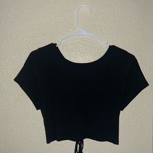 Black Crop Top with Strings on the Back to Tie